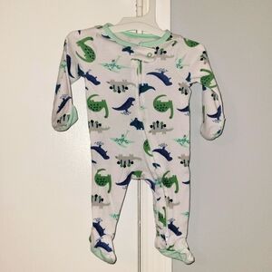 Cloud Island Newborn Size 0 Dinosaur Zip Front Footie Onesie